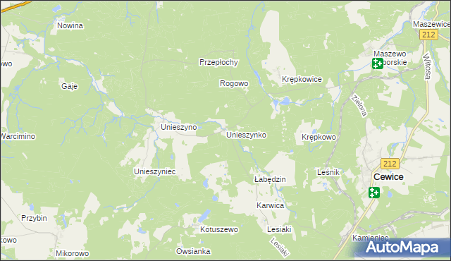 mapa Unieszynko, Unieszynko na mapie Targeo