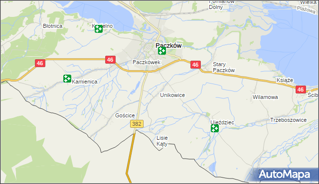 mapa Unikowice, Unikowice na mapie Targeo