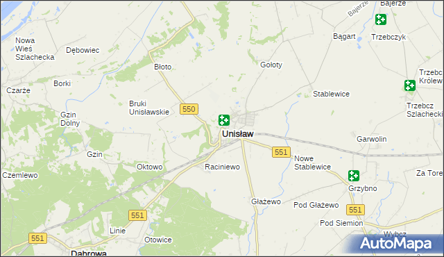 mapa Unisław powiat chełmiński, Unisław powiat chełmiński na mapie Targeo