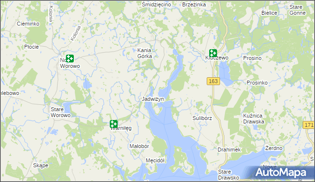 mapa Uraz gmina Złocieniec, Uraz gmina Złocieniec na mapie Targeo