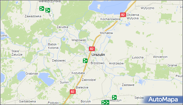 mapa Urszulin powiat włodawski, Urszulin powiat włodawski na mapie Targeo