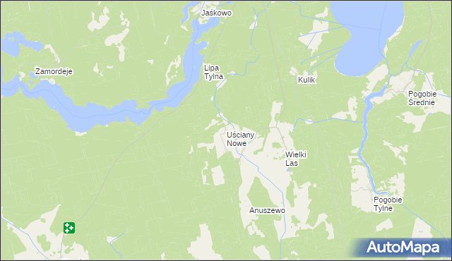 mapa Uściany Nowe, Uściany Nowe na mapie Targeo