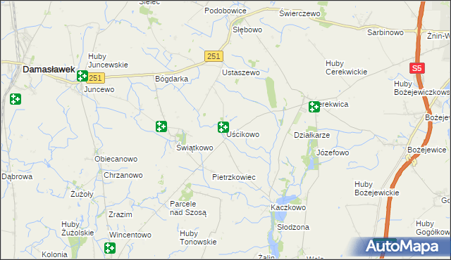 mapa Uścikowo gmina Żnin, Uścikowo gmina Żnin na mapie Targeo