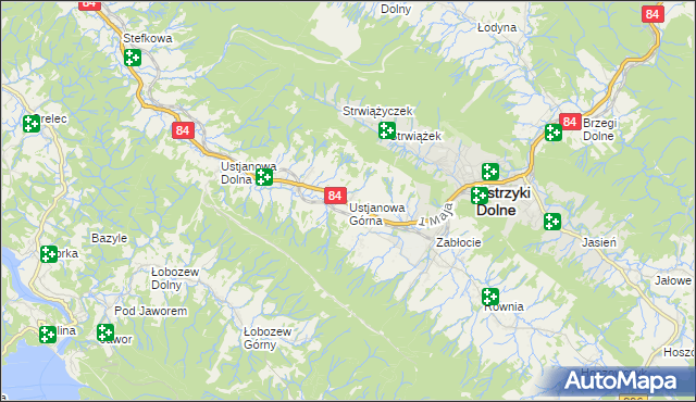 mapa Ustjanowa Górna, Ustjanowa Górna na mapie Targeo