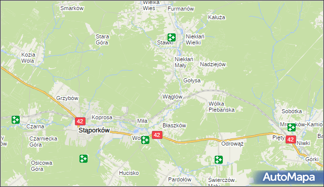 mapa Wąglów, Wąglów na mapie Targeo