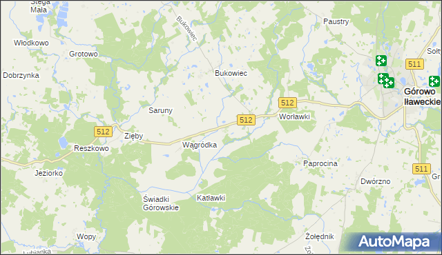 mapa Wągniki gmina Górowo Iławeckie, Wągniki gmina Górowo Iławeckie na mapie Targeo