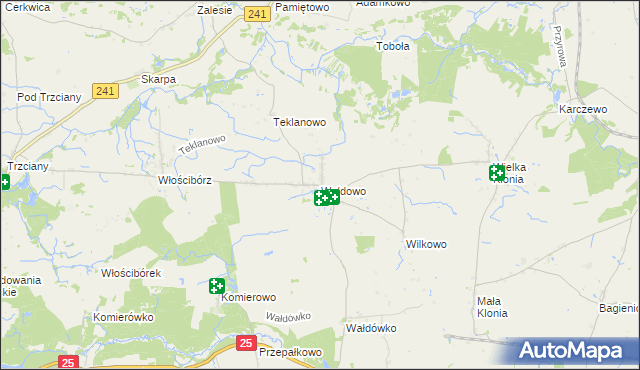 mapa Wałdowo gmina Sępólno Krajeńskie, Wałdowo gmina Sępólno Krajeńskie na mapie Targeo