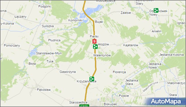 mapa Walentynów gmina Iłża, Walentynów gmina Iłża na mapie Targeo