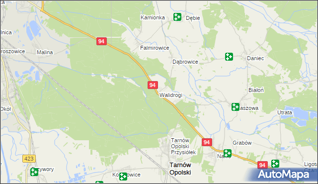 mapa Walidrogi, Walidrogi na mapie Targeo