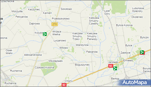 mapa Wandynów gmina Koło, Wandynów gmina Koło na mapie Targeo