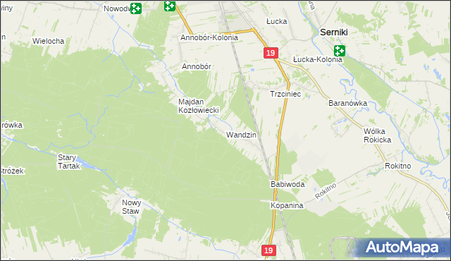 mapa Wandzin gmina Lubartów, Wandzin gmina Lubartów na mapie Targeo