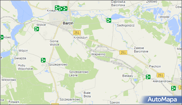 mapa Wapienno, Wapienno na mapie Targeo