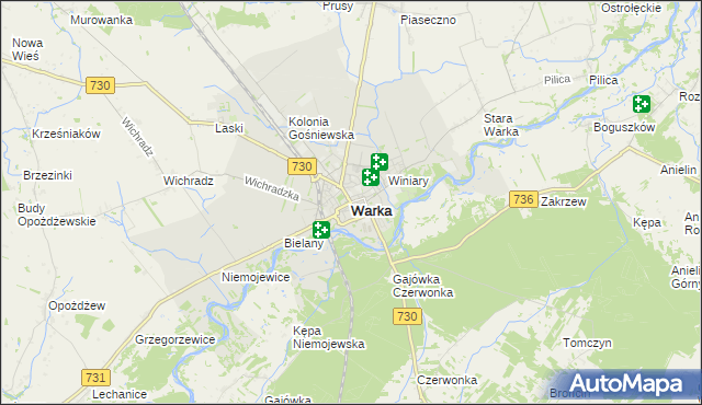 mapa Warka, Warka na mapie Targeo