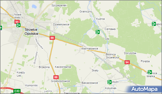 mapa Warmątowice, Warmątowice na mapie Targeo