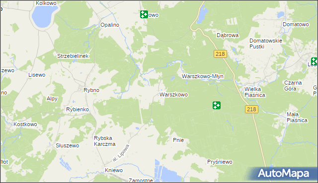 mapa Warszkowo gmina Wejherowo, Warszkowo gmina Wejherowo na mapie Targeo