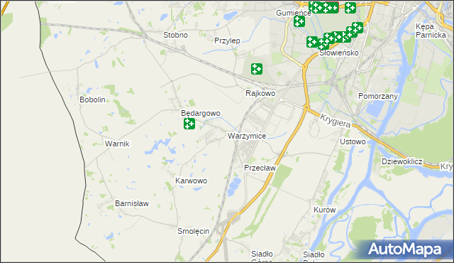 mapa Warzymice, Warzymice na mapie Targeo