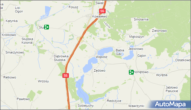 mapa Wąsosz gmina Szubin, Wąsosz gmina Szubin na mapie Targeo