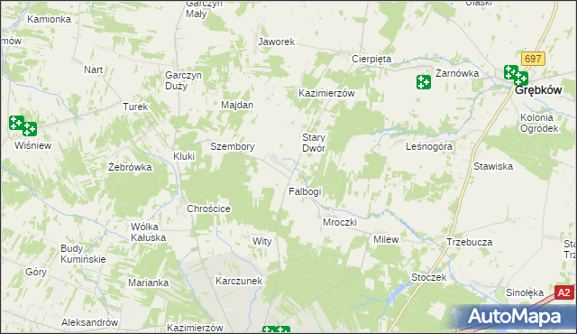 mapa Wąsy, Wąsy na mapie Targeo