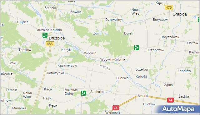 mapa Wdowin-Kolonia, Wdowin-Kolonia na mapie Targeo