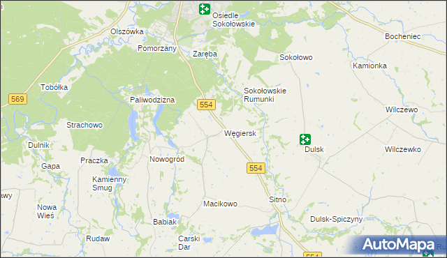 mapa Węgiersk, Węgiersk na mapie Targeo