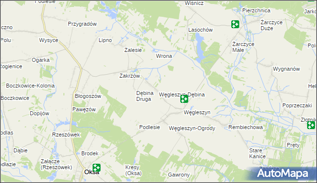 mapa Węgleszyn-Dębina, Węgleszyn-Dębina na mapie Targeo