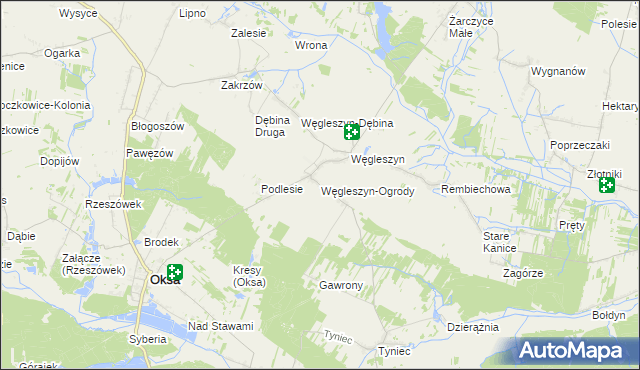 mapa Węgleszyn-Ogrody, Węgleszyn-Ogrody na mapie Targeo