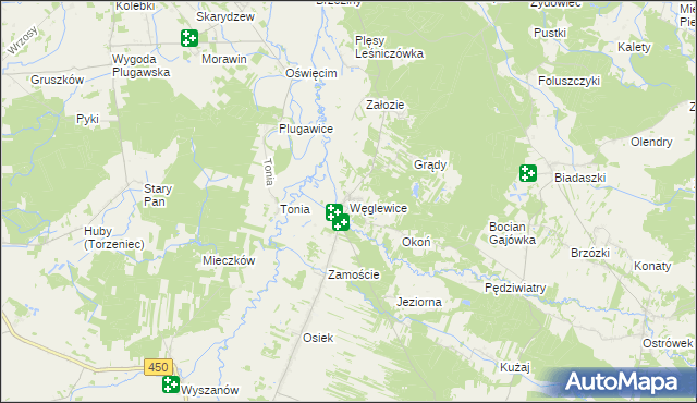 mapa Węglewice gmina Galewice, Węglewice gmina Galewice na mapie Targeo