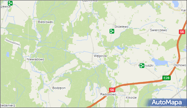 mapa Węgorza, Węgorza na mapie Targeo