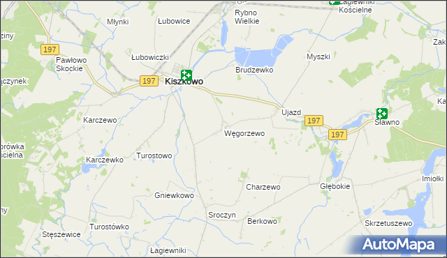 mapa Węgorzewo gmina Kiszkowo, Węgorzewo gmina Kiszkowo na mapie Targeo