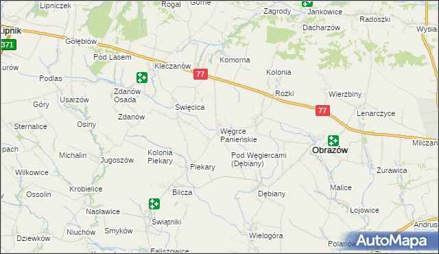 mapa Węgrce Panieńskie, Węgrce Panieńskie na mapie Targeo