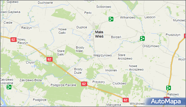 mapa Węgrzynowo gmina Mała Wieś, Węgrzynowo gmina Mała Wieś na mapie Targeo