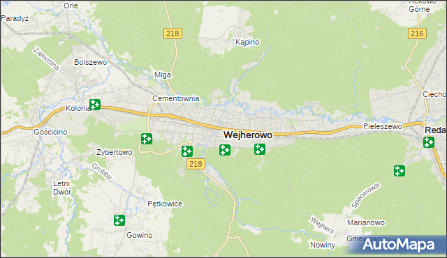 mapa Wejherowo, Wejherowo na mapie Targeo