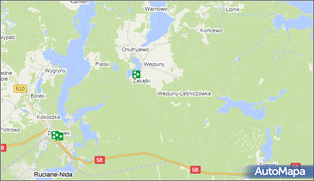 mapa Wejsuny-Leśniczówka, Wejsuny-Leśniczówka na mapie Targeo
