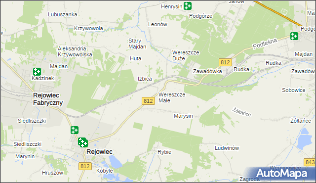 mapa Wereszcze Małe, Wereszcze Małe na mapie Targeo