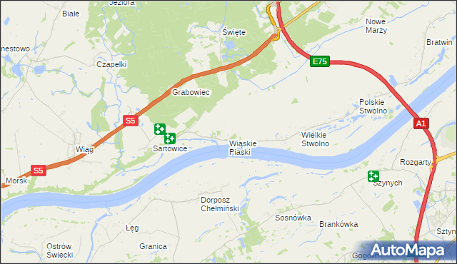 mapa Wiąskie Piaski, Wiąskie Piaski na mapie Targeo