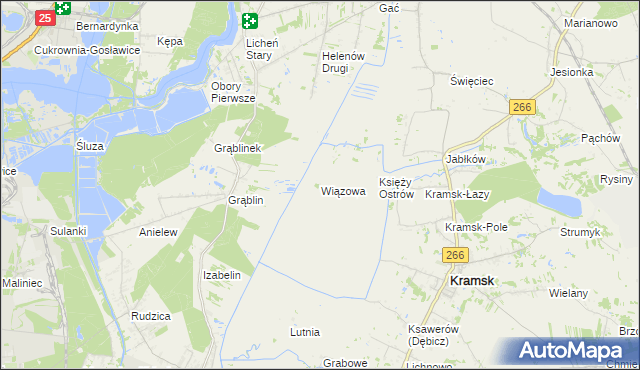 mapa Wiązowa gmina Kramsk, Wiązowa gmina Kramsk na mapie Targeo