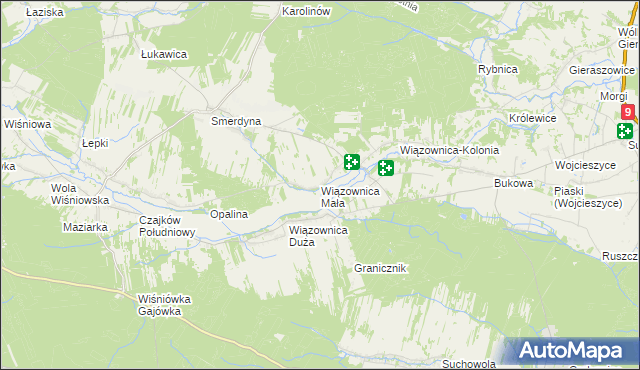 mapa Wiązownica Mała, Wiązownica Mała na mapie Targeo