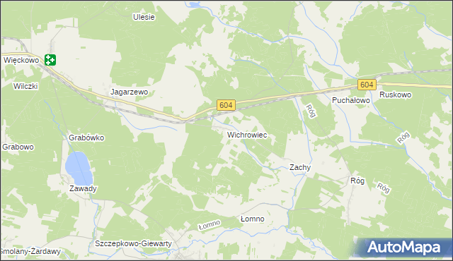 mapa Wichrowiec gmina Janowo, Wichrowiec gmina Janowo na mapie Targeo