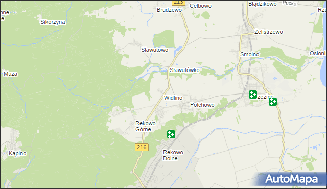 mapa Widlino gmina Puck, Widlino gmina Puck na mapie Targeo