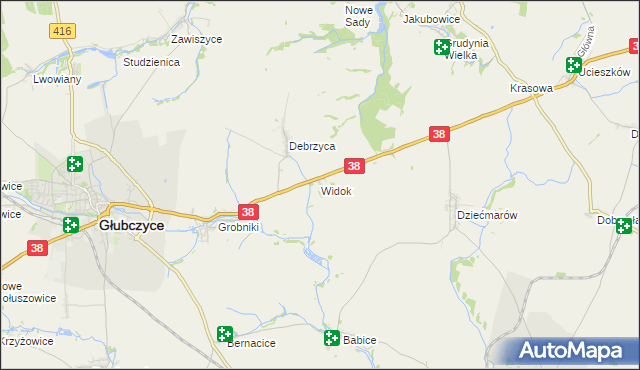 mapa Widok gmina Głubczyce, Widok gmina Głubczyce na mapie Targeo