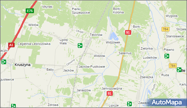 mapa Widzów, Widzów na mapie Targeo