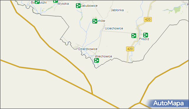 mapa Wiechowice, Wiechowice na mapie Targeo