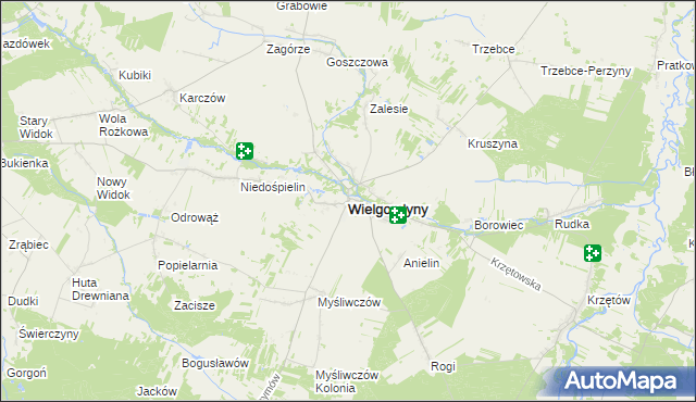 mapa Wielgomłyny, Wielgomłyny na mapie Targeo