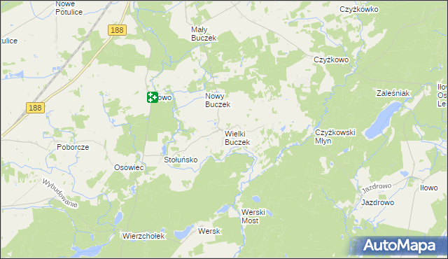 mapa Wielki Buczek gmina Lipka, Wielki Buczek gmina Lipka na mapie Targeo