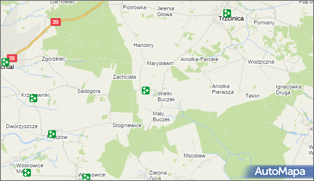 mapa Wielki Buczek gmina Rychtal, Wielki Buczek gmina Rychtal na mapie Targeo