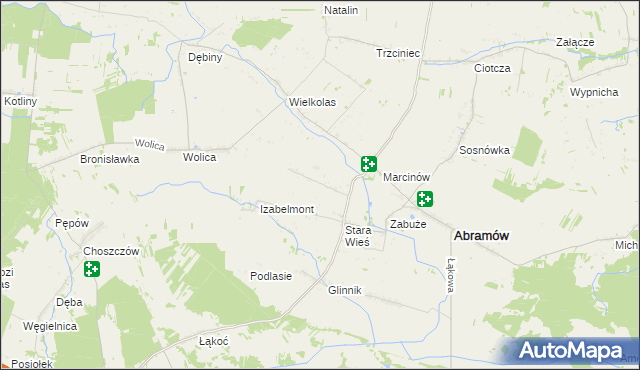 mapa Wielkie gmina Abramów, Wielkie gmina Abramów na mapie Targeo