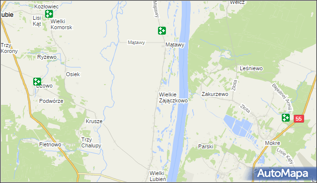 mapa Wielkie Zajączkowo, Wielkie Zajączkowo na mapie Targeo