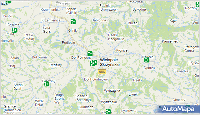 mapa Wielopole Skrzyńskie, Wielopole Skrzyńskie na mapie Targeo