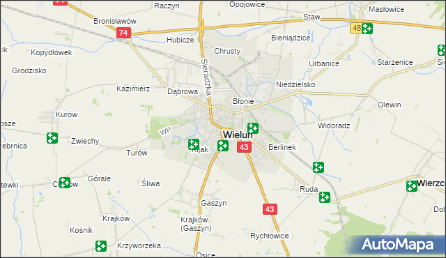 mapa Wieluń, Wieluń na mapie Targeo