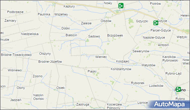 mapa Wieniec gmina Iłów, Wieniec gmina Iłów na mapie Targeo
